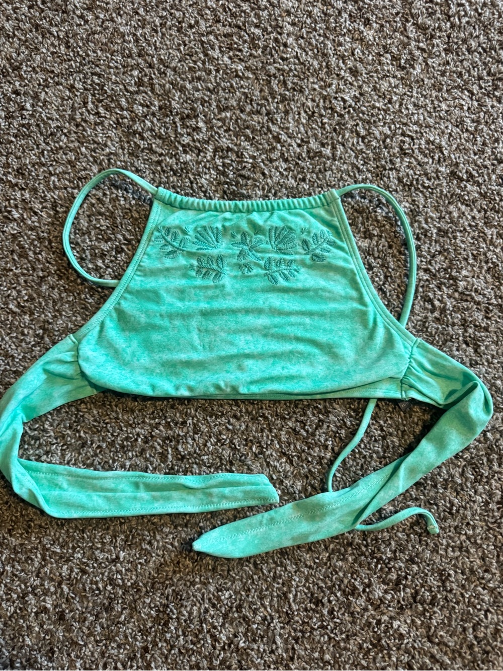 Aerie Embroidered Mint Green Bikini Top